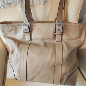 Coach shoulder bag 17" x 13"Leather exterior & cloth interior